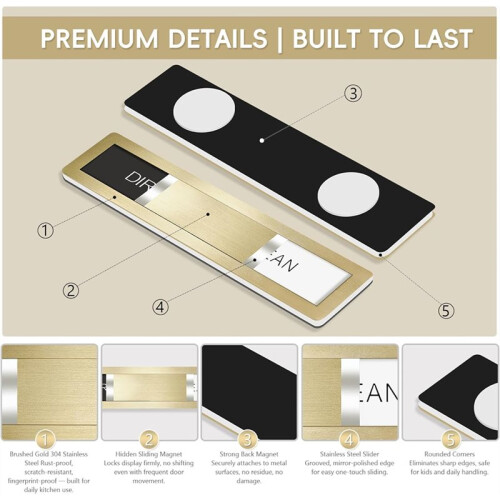 Aimant pour Lave-Vaisselle « Propre/Sale » en Acier Inoxydable 1