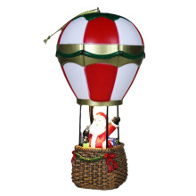Luminous Christmas Ornaments Resin House Decoration Santa Hot Air Balloon Miniature Holiday Decoration A