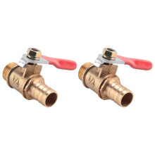 2X 10Mm x 1/4 Zoll Pt Außengewinde Vollanschluss Hebelgriff Schlauch Widerhaken Messing Kugelhahn