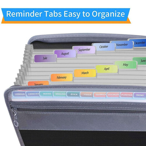 2X 13 Pocket File Folder Storage Rack,File Box Storage Bag,with Zipper, Suitable for A4 Paper, Banknotes A