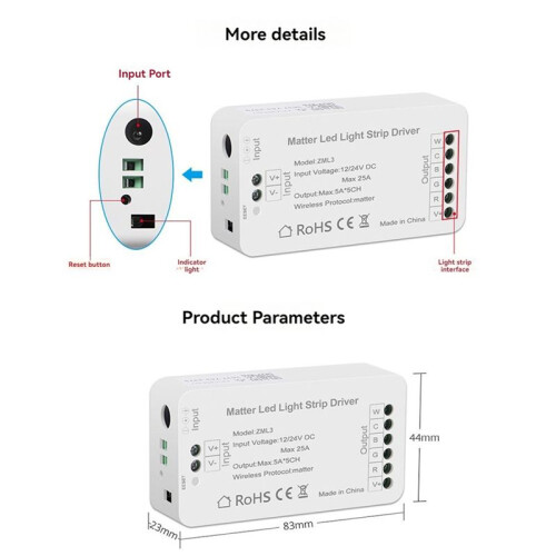 5X Matter Wifi LED Strip Light Controller RGBCW Controller LED Strip Bixb/Siri/for  Home/for Alexa Control Support 1