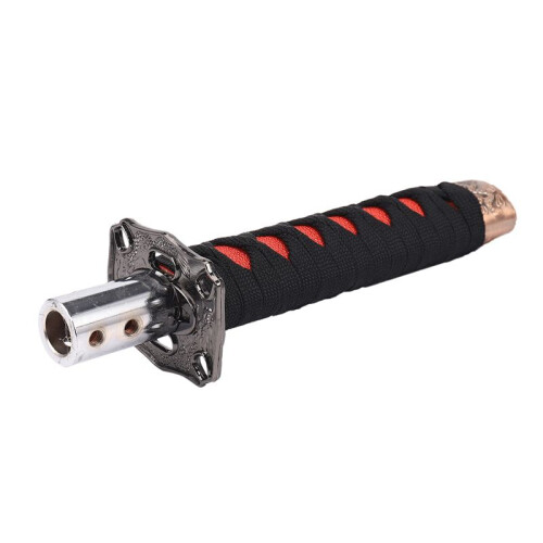 2X Universal Samurai Messer Shift Knopf Shift Knot Knob Metall Schwarz + Rot 15Cm 2