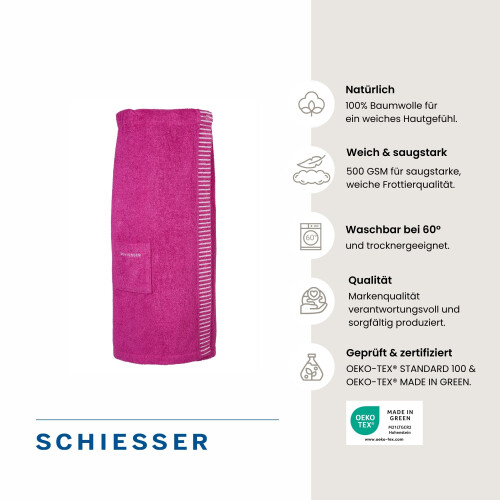 Schiesser Saunatuch Rom - 75 x 200 cm - Fuchsia 1