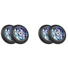 4 Pièces Séries Scooter Accessoires 110mm Roues de Scooter Roues Colorées Pu Roues de Voiture Cascade Épaisses avec Roulements (Noir)