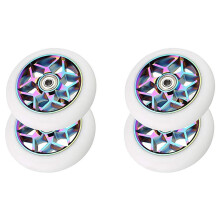 4 Pièces Séries Scooter Accessoires 110mm Roues de Scooter Roues Colorées Pu Roues de Voiture Cascade Épaisses avec Roulements (Blanc)