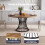 Levede Round Dining Table for 4-6 People 30mm MDF Metal Base Kitchen Brown 4