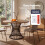 Levede Round Dining Table for 4-6 People 30mm MDF Metal Base Kitchen Brown 7