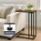 Levede Side Table C Shaped Space Saving for Sofa Bedroom Rustic Brown 6