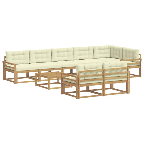 VidaXL vidaXL Outdoor-Sofagarnitur 9 stk. Weiß und Creme Polyester 1