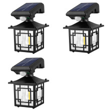 3X Solar-Wandlaternen für Den Außenbereich, Wasserdicht, 200 Lm, Bewegungsmelder, Wandleuchten, Zaunleuchten mit 3 Modi, Außenwandleuchten