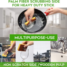 Natural Plant Based Scrub Sponge 24 Pack, Fiber Scrubber Sponge with Non Scratch Biodegradable Compostable Sponges