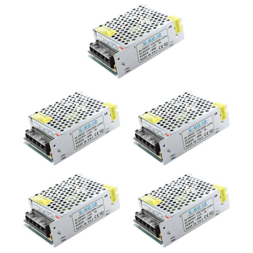 5X ALIMENTATORE TRASFORMATORE STABILIZZATO LED 12V 5A 60W