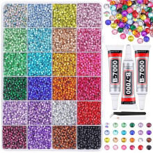 Kit com 24000 Peças de Strass de Resina em 24 Cores, Multicoloridas, com Base Plana, para Artesanato, Decoração de Livros, Tecidos e Unhas.