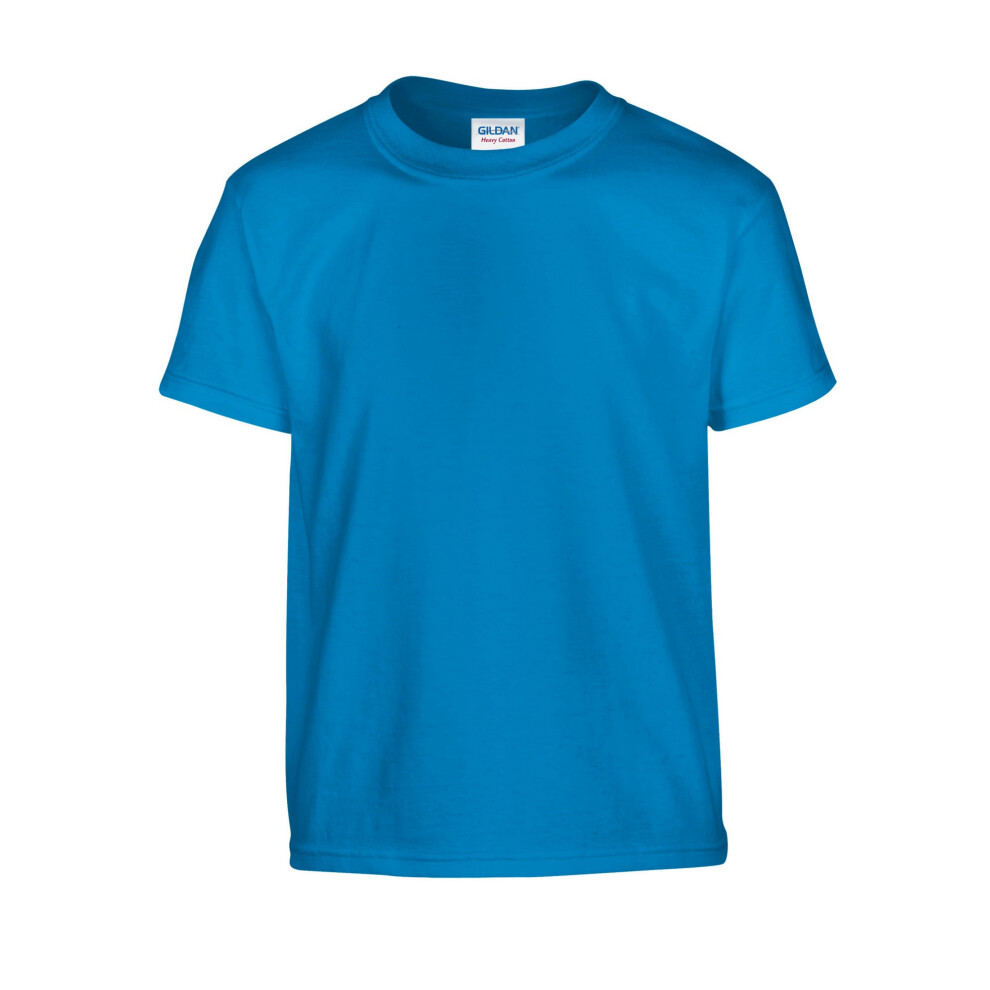 Gildan (7-8 Years, Sapphire Blue) Childrens/Kids Plain Cotton Heavy T-Shirt