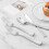 Pre Rolled Silver Plastic Silverware Set,Pre Rolled Napkins with Silver Cutlery Set for Party,Birthday Silver 2