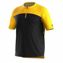 (M, Black/Yellow) Bicycle Line Mens Sentiero Short-Sleeved Cycling Jersey