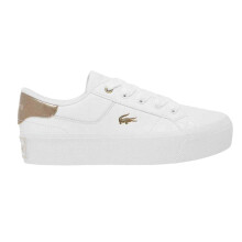 (4 UK, White/Bronze) Lacoste Womens/Ladies Ziane Leather Platform Trainers
