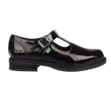 (5 UK, Black) Kickers Girls Lach Patent Leather T-Bar Low Block Heel School Shoes
