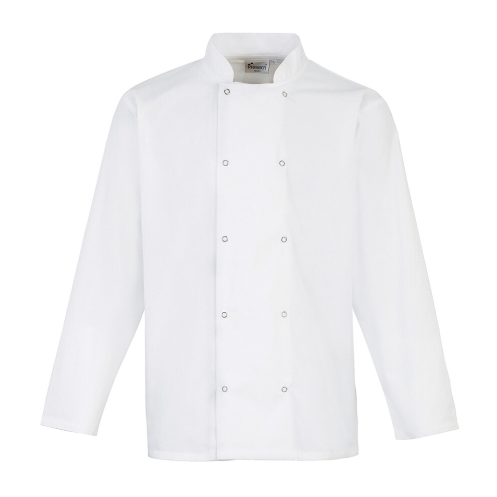 Premier (4Xl, White) Unisex Adult Stud Front Long-Sleeved Chef Jacket