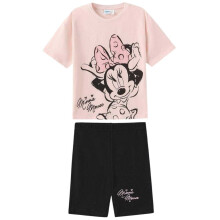 (9-10 Years, Pink/Black) Disney Childrens/Kids Minnie Mouse T-Shirt & Shorts Set