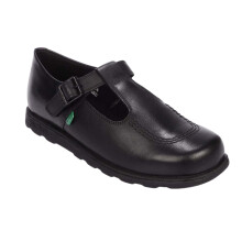 (4 UK, Black) Kickers Girls Leather T Buckle School Shoes