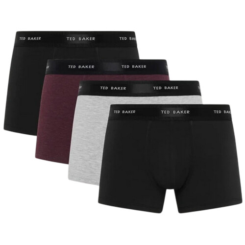 Ted Baker (M, Black/Multicoloured) Ted Baker Mens Plain Boxer Shorts (Pack of 4)