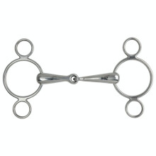 (11.5cm x 12.5cm x 2.1cm, Light Steel) Shires Hollow Mouth Horse 2 Ring Gag Bit