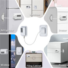 3X Fridge Lock 4-Digit Combination Lock for Refrigerators, Freezers and Cabinets, No-Drill Installation Child