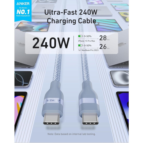 Anker Anker Nano USB C Cable, 240W 6 ft/1.8m Fast Charging Type C Charger 1