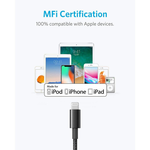 Anker Anker 2-Pack 3.3ft Premium Nylon Lightning Cable Apple MFi Certified for iPhone 1