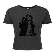 (XL, Charcoal) Amplified Womens/Ladies Mick The Rolling Stones Crop Top