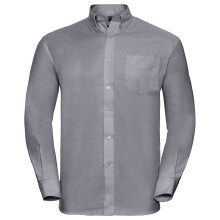 (20inch, Silver Grey) Russell Collection Mens Long Sleeve Easy Care Oxford Shirt