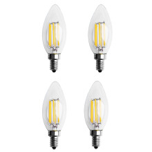 4X Dimmable E12 6W COB Edison Bougie Flamme Filament LED Ampoule Lampe 10X3.5cm