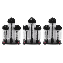 3X Glass Washer 3 Brush Glass Washing Brushes with Suction Base Bar Glass Cleaner for Bar,Kitchens,Red Wine Glasses,Cup