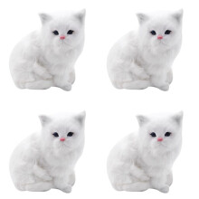4X Realistic Cute Simulation Stuffed Plush White Persian Cats Toys Cat Dolls Table Decor Kids Boys Girls