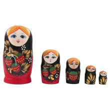 5PCS Matryoshka Dolls Nesting Dolls Handmade Cute Wood Russian Nesting Doll DIY Northeast Flowers Cute Nesting Dolls