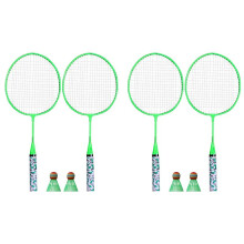 4X Badminton Schläger für Kinder,Federbälle Schläger Sports Set mit 4 Bällen für Kinder Spieler Drinnen Draussen Sport Grün