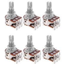 6 Stk. Double Balance Stacked Rändelstiel Gitarren Bass LautstäRkeregler Potentiometer Schalter MN25K