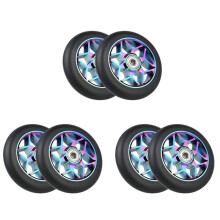 6 Pièces Séries Scooter Accessoires 110mm Roues de Scooter Roues Colorées Pu Roues de Voiture Cascade Épaisses avec Roulements (Noir)