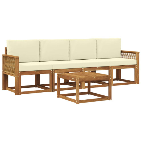 VidaXL vidaXL Outdoor-Sofagarnitur 5 stk. Natur und Creme Polyester 1