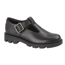 (4 UK, Black) Roamers Girls Leather School Shoes