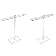 2X Acryl Kettingorganizer, Doorzichtige Kettinghouderstandaard, Sieradenorganizer Displayhangerrek met Bilaterale Haken