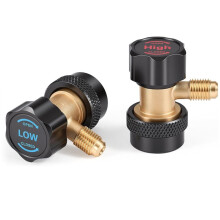 R134a Verstellbare Schnellkupplungsadapter, Hoch- und Niederdruck, 2-Teiliges R134a-Anschlussset mit 1/4"-Außengewinde