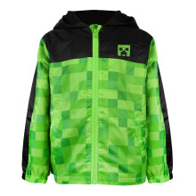 (11-12 Years, Green/Black) Minecraft Boys Creeper Hooded Waterproof Jacket