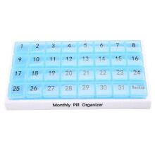Monthly Pill Organizer 31 Compartments, 1 Per Day, 4 Week Full Month 31 Day Pill Organizer,
