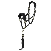 (Cob, Black) ARMA Fleece Horse Headcollar and Leadrope