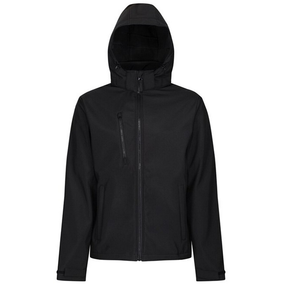 Regatta (M, Black/Black) Mens Venturer Hooded Soft Shell Jacket