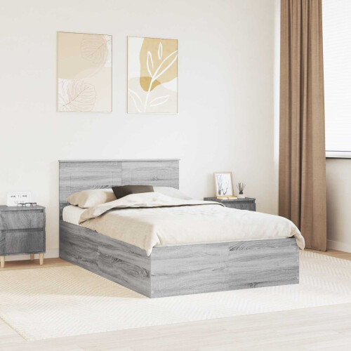 VidaXL vidaXL Bed Frame Grey Sonoma 120 x 190 cm Engineered Wood