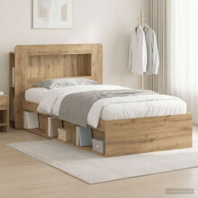 vidaXL Bed Frame with Storage Artisan Oak 90 x 190 cm Engineered Wood