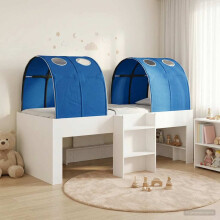 vidaXL Bed with Tunnel 4 pcs White and Blue Engineered Wood